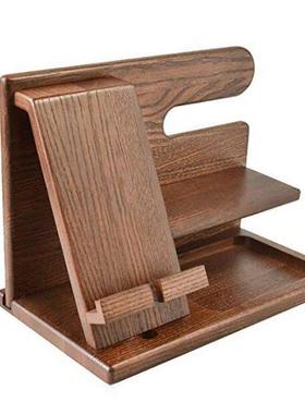 Wood Phone Docking Station Ash Key Holder Wallet Stand Watch