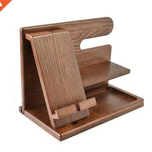 Station Ash Stand Phone Watch Wallet Docking Holder Wood Key
