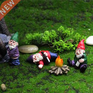 Mini Drunk Gnomes arf Fairy Garden Statue Miniatures Courtya