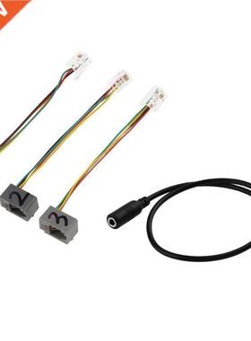 RJ9 Mlae to DC 3.5mm Adapter with 3pcs RJ9 MF Wire for PC He