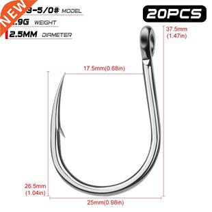 20pcs Saltwater Fishing Hook Jigging Hook 1/0#-13/0# Stainl