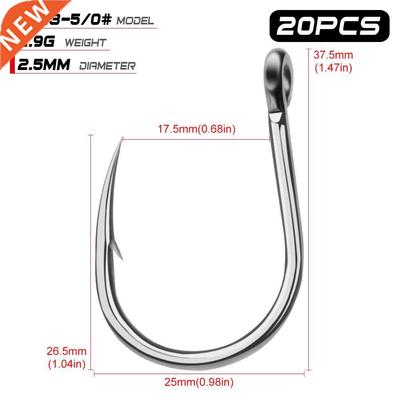20pcs Saltwater Fishing Hook Jigging Hook 1/0#-13/0# Stainl
