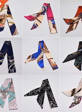 Small Silk Scarf For Women 2021 New Print Handle Bag Ribbons