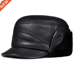 Hat Col Leather Women Man For Bomber Fur Faux Genuine Winter