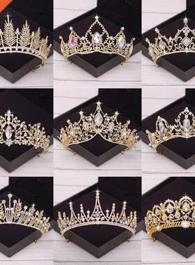 Bridal Crown Golden Wedding Hair Accessories Crystal Rhinest