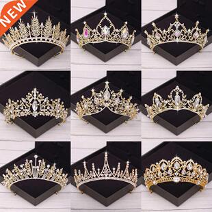 Bridal Crown Golden Wedding Hair Accessories Crystal Rhinest