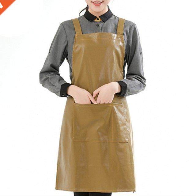 Artificial Leather Waterproof Work Apron with Pocket Solid C