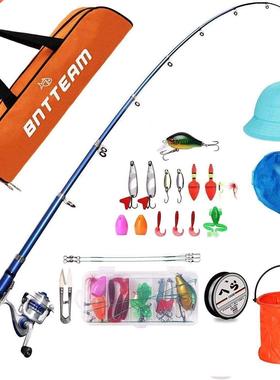 BNTTEAM Mini Spinning Reel Rod Combos With Telescopic Fishin