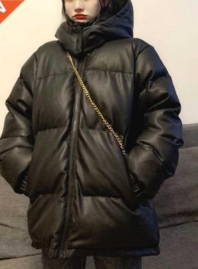 Black Winter Coat Women Korean Thick Warm Hooded Coat Female