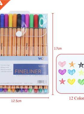 12 Colors Micron Liner Marker Pens 0.8mm Fineliner Color Pe
