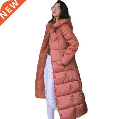 Hot Sale Winter Women Jacket X-long Parkas Hooded Cotton Pad