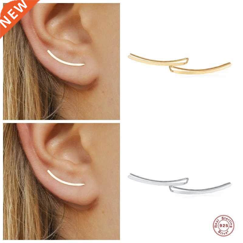 Aide 925 Sterling Silver Smooth Long Line Ear Climber Stud E