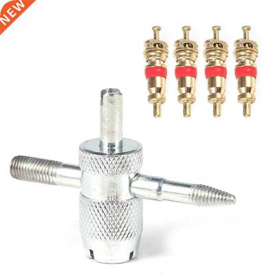 4 Way Tyre Valve RepRemover Tool Car Bike Tire Accessory + 4