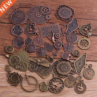 Zinc Alloy Pendant Vintage Charm Clock Metal Two 10pcs Mixed