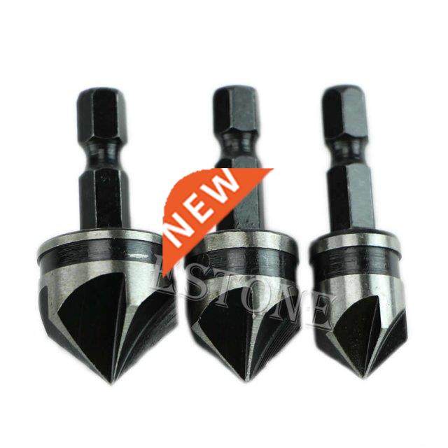 3pc 12mm 16mm 19mm Countersink Bore Set 1/4 Hex Shank Wood