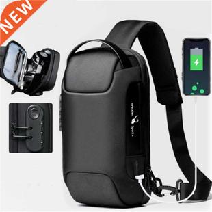 Men's Waterproof USB Oxford Crossbody Bag Anti-theft Shoulde