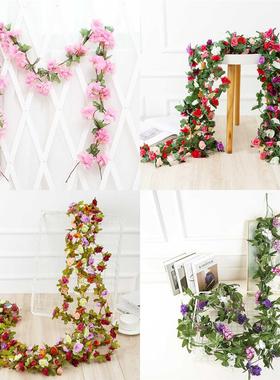 250cm long artificial rose flowers vine autumn cane backdrop