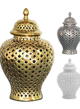1Pcs Creative Ceramics Hollow Out Storage Jar Decorative Can
