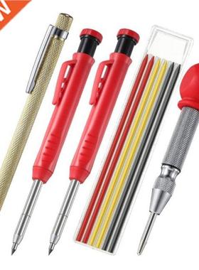 Carpenter Pencils Set for Construction Positioned on Wood Pl