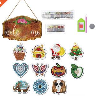 5D DIY Door Listing Diamond Painting Kit Glowing at Night Ha