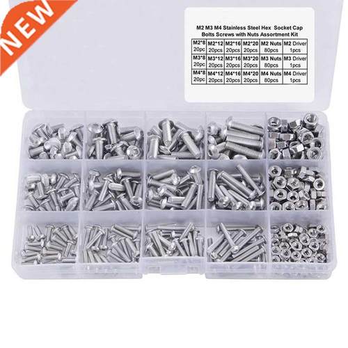 480Pcs Button Head 12 Sizes Screw And Nuts Kit,M2 M3 M4 Stee