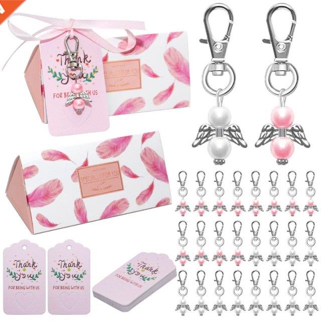 Angel Keychains with Thank You Tags Paper Candy Boxes 24 Set