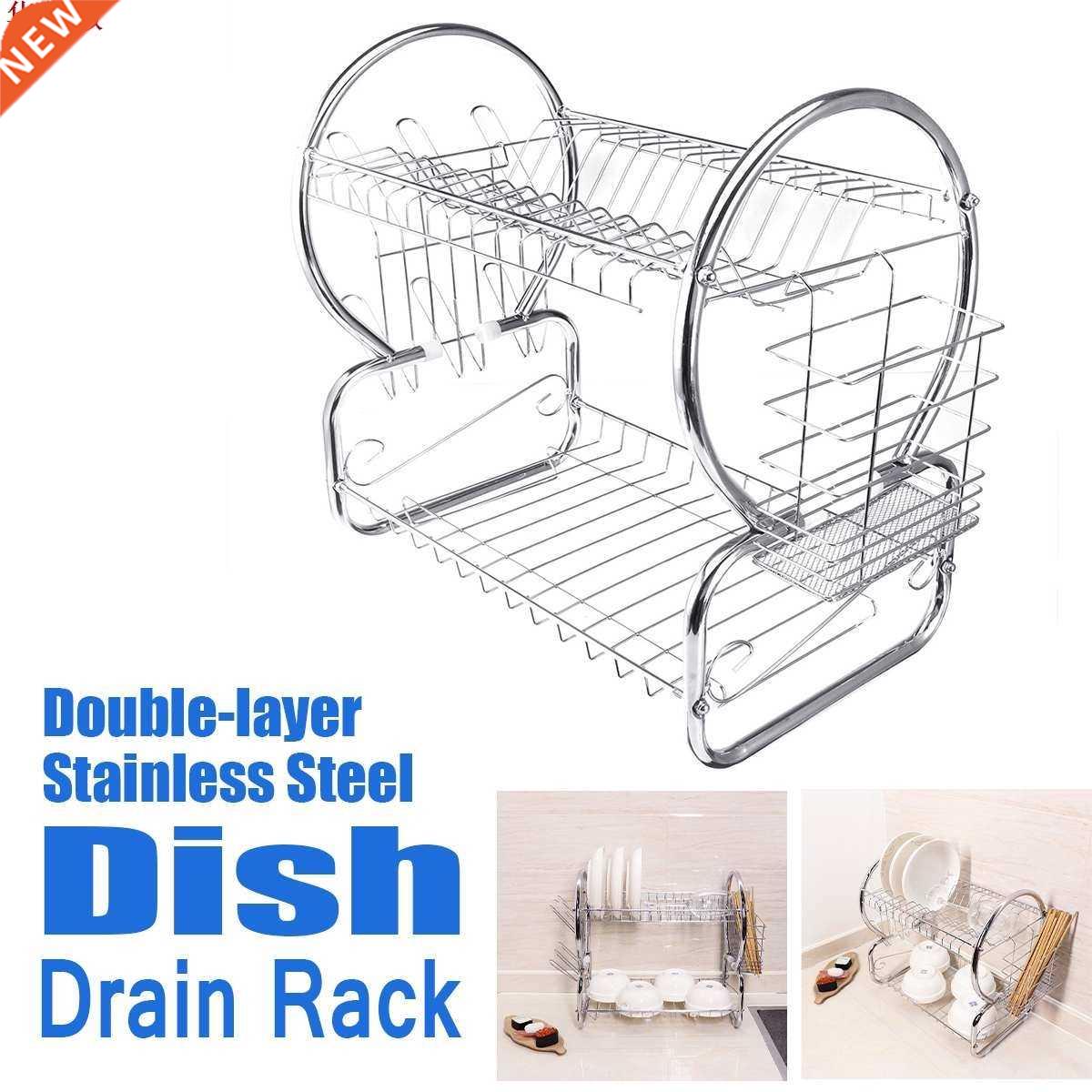 2 Layer MUltifunctional Dish Drainer Kitchen Cutlery Drain R
