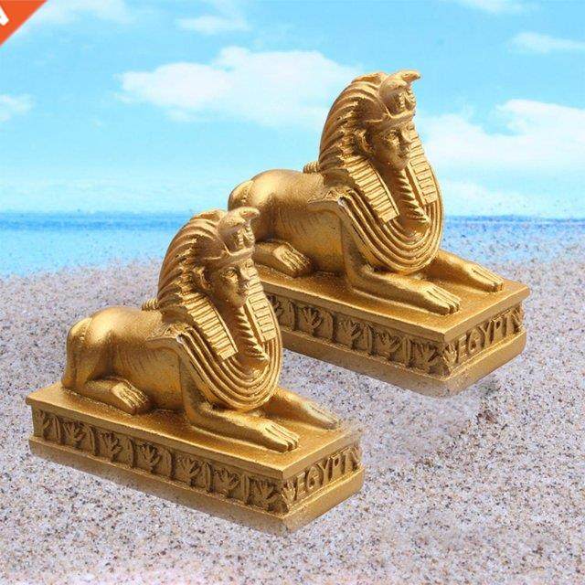 2Pcs Sphinx Statues Sculpture Egyptian Figurines Pharaoh Col