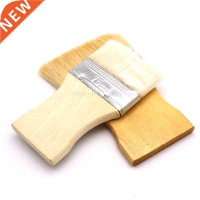 Wide Rectangular Khaki Bamboo Handle White Faux Wool Paintin