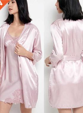 Plus Size 5PC Sleepwe Female Pajamas Set Satin Pyjamamas S