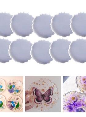 10 Pcs Glossy Coaster Epoxy Resin Mold Agate Slice Cup Mat C