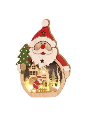 Wooden Santa/Snowman Christmas Ornament Lighting Artificial