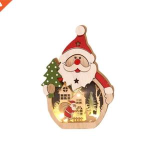 Wooden Santa/Snowman Christmas Ornament Lighting Artificial