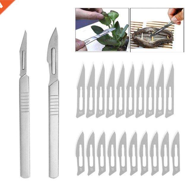 20pc Carbon Steel Scalpel Blades + 2pc Handle  Cutting PC