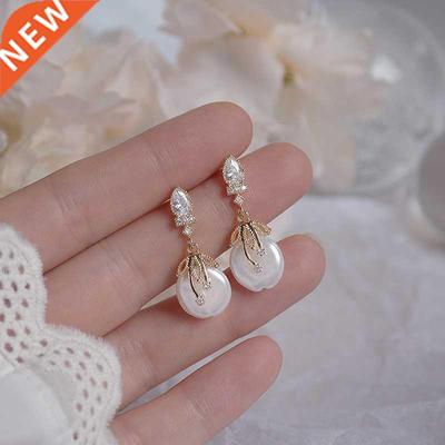 Elegant Bohemia Women Pearl Earrings Luxury AAA Zirconia 14K