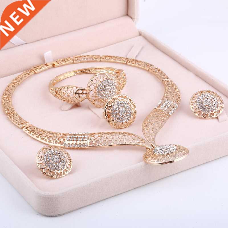 MINHIN Women cate Gold Bridal Jewelry Sets Rhinestone Pendan