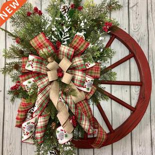 Wagon Wheels Door Christmas Front Wooden Home Merry Wreath