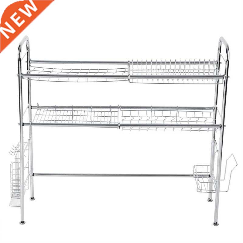 Stainless Steel Plates Bowls Storage Rack Dishes Drying Shel