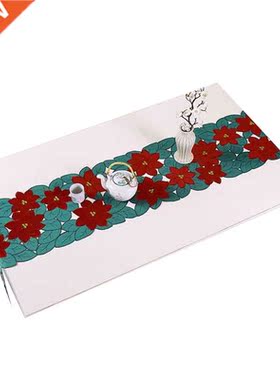 Christmas Tablecloth Hollow Flower Table Runner Merry Xmas D