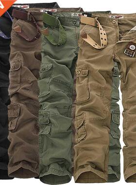 new Military Tactical pants men Multi-pocket washed overalls
