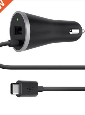 15W USB-C Car Charger with Hardwired USB-C Cable and USB-A P