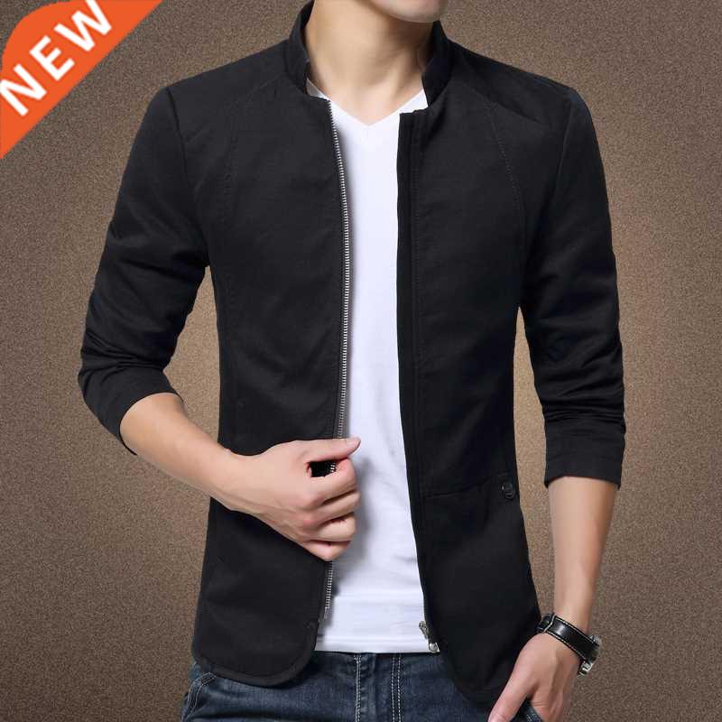 Mens Jacket Fashion Standing Collar Jacket Coats Men Slim Fi