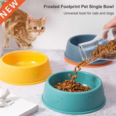 Pet Single Bowl PP Frosted Footprint Puppy Drinker Feeder Ca