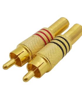2Pcs Gold Plated Metal RCA Male Plug Audio Video Cable Conne