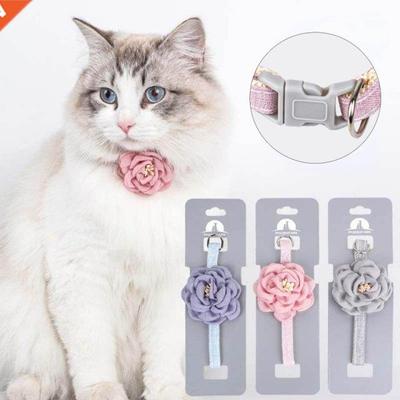 Dog Cat Collar with Bowtie Floral Shape Dog Collar Camellia