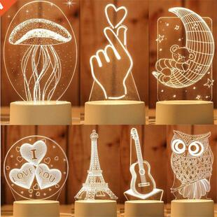 3D LED Lamp Creative USB 3D LED Night Lights Novelty Illusio