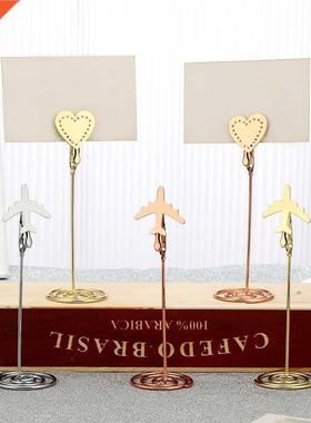 Photo Metal Clip Heart Airplane Shape Card Holder Table Stan