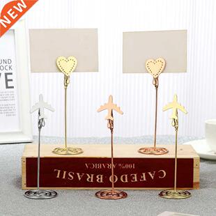 Photo Metal Clip Heart Airplane Shape Card Holder Table Stan