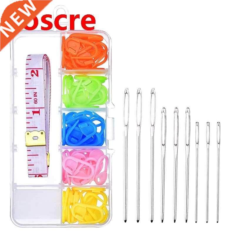 9 Pieces Large Eye Blunt Sewing Needles with 60 Pieces Lock