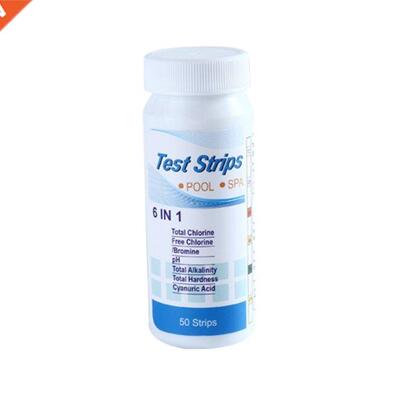 50 Pcs 6-In-1 Swimming Pool PH Test Paper Residual Chlorine
